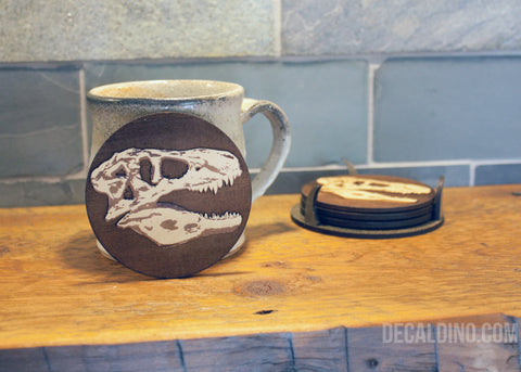 T-Rex Skull Dinosaur Coaster Set